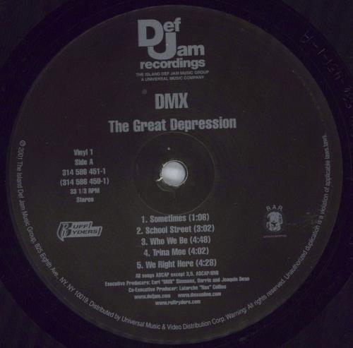 DMX The Great Depression US 2-LP vinyl record set (Double LP Album